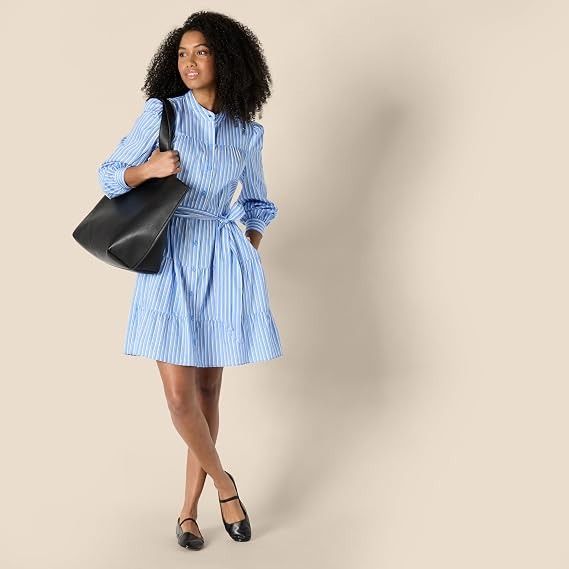 Blue Striped Shirt Dress image 5